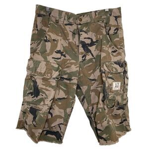 Armani Exchange Vintage Y2K Cargo Shorts Mens Size 32x13 Camo Distressed Canvas